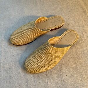 Raffia Woven Slide Mule, Made in Morocco, Size 7 (37)